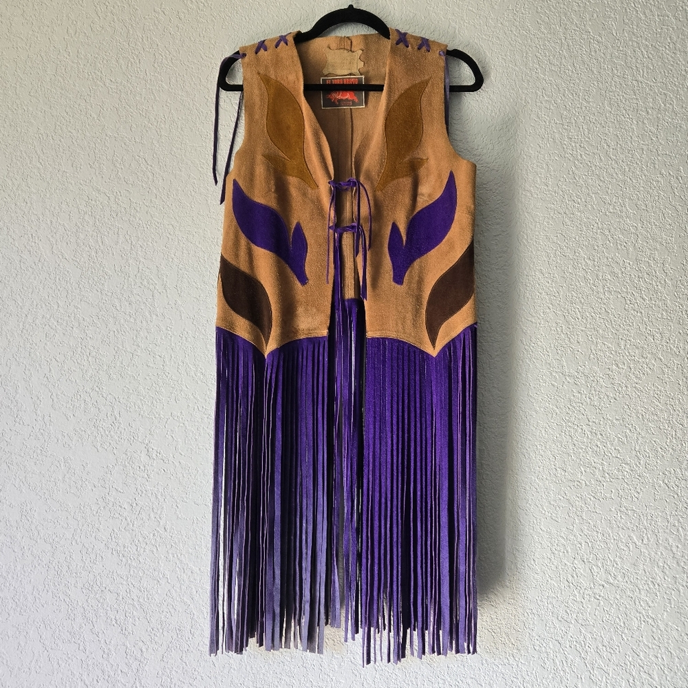El Toro Bravo Small Genuine Leather Fringe Vest Colorful